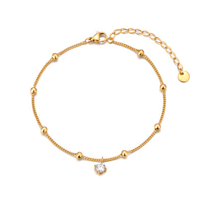 Lokaer nerūsējošā tērauda 18 K apzeltīta stilīga potīte sievietēm Izsmalcināta kubiskā cirkonija ķēde ūdensizturīga vasaras rotaslieta A24013