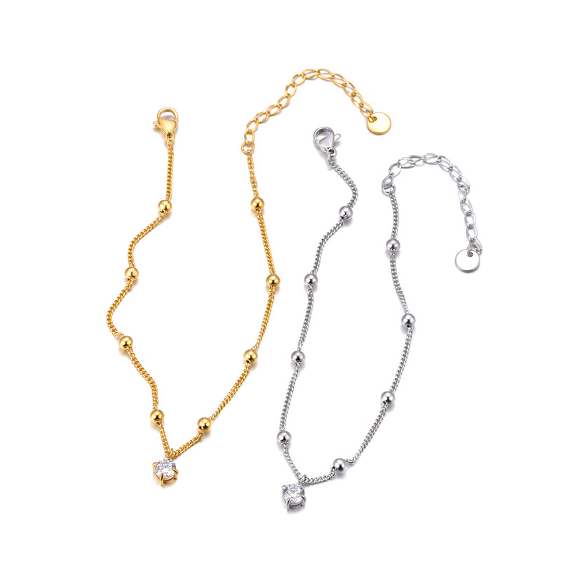 Lokaer nerūsējošā tērauda 18 K apzeltīta stilīga potīte sievietēm Izsmalcināta kubiskā cirkonija ķēde ūdensizturīga vasaras rotaslieta A24013