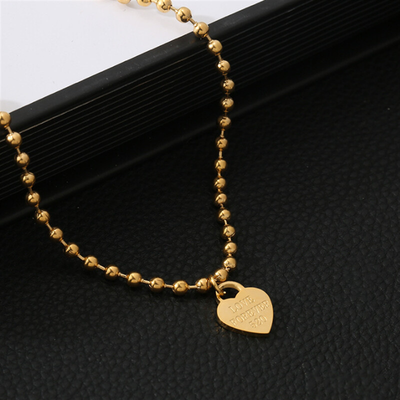 316L nerūdijančio plieno paprastas karoliukais papuoštas meilės širdies formos pakabukas, grandinėlė, moteriška mados tendencija aukšti papuošalai paplūdimio aksesuarai