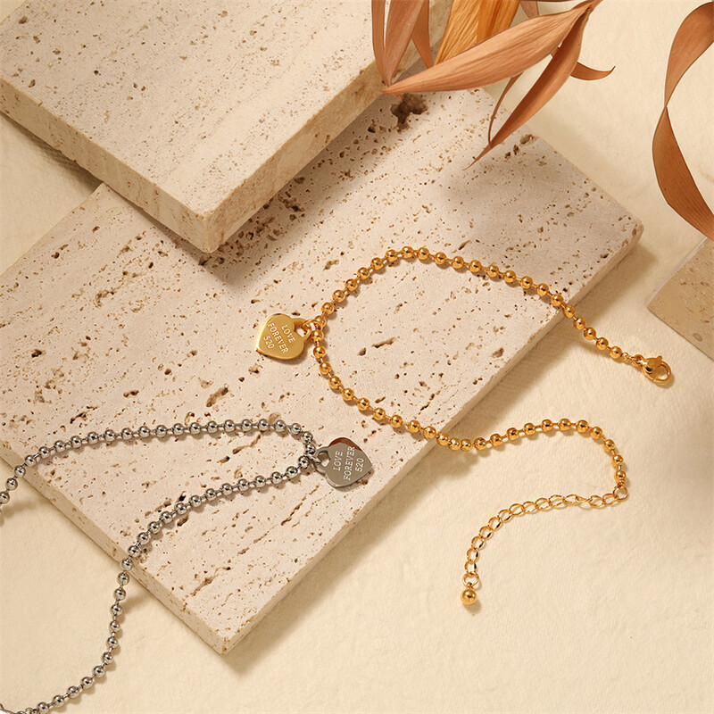 316L nerūdijančio plieno paprastas karoliukais papuoštas meilės širdies formos pakabukas, grandinėlė, moteriška mados tendencija aukšti papuošalai paplūdimio aksesuarai