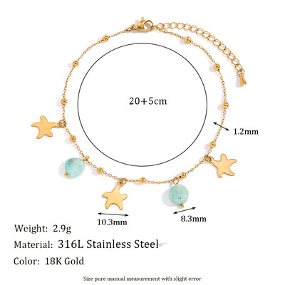 MamacitaSlay Lovely Star natūralaus akmens Amazonito pakabukas 18K paauksuotas kulkšnis Nerūdijančio plieno papuošalai moteriai Dovana