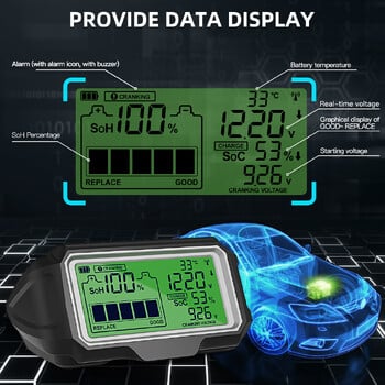 QUICKLYNKS BM5-D Car Battery Tester 12V LED 433MHz Οθόνη Head-Up Display SOH SOC Charging Battery Analyzer Tool