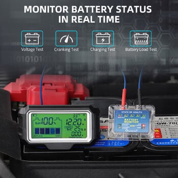 QUICKLYNKS BM5-D Car Battery Tester 12V LED 433MHz Οθόνη Head-Up Display SOH SOC Charging Battery Analyzer Tool