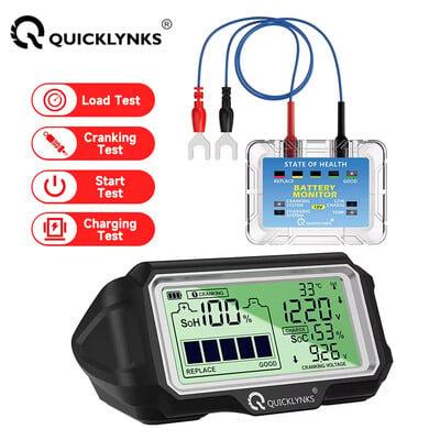 QUICKLYNKS BM5-D Tester de baterie auto 12V LED 433MHz Monitor Head-Up Display SOH SOC Instrument de diagnosticare Analizor baterie de încărcare