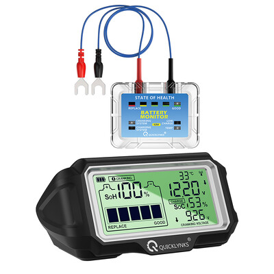 QUICKLYNKS BM5-D automobilio akumuliatoriaus testeris 12V LED 433MHz monitoriaus ekranas SOH SOC įkrovimo akumuliatoriaus analizatoriaus diagnostikos įrankis