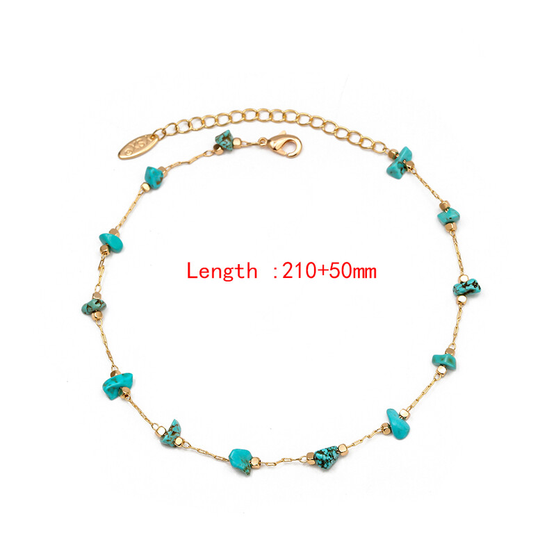 Náramok na členok z prírodného kameňa Lucky Eye v zlatej farbe s retiazkou na nohu a chodidlo, nastaviteľný pre ženy a dievčatá, módne šperky BD92