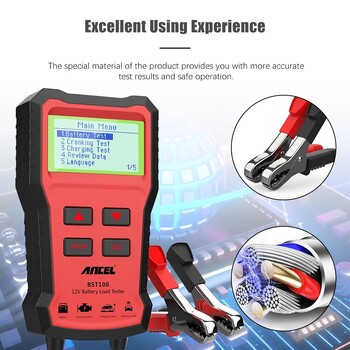 ANCEL BST100 Car Battery Tester 12V Battery Analyzer Πολυγλωσσικό κύκλωμα φόρτισης με μίζα Δοκιμή Auto Diagnostic Tools PK BM550