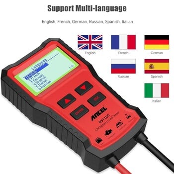 ANCEL BST100 Car Battery Tester 12V Battery Analyzer Πολυγλωσσικό κύκλωμα φόρτισης με μίζα Δοκιμή Auto Diagnostic Tools PK BM550