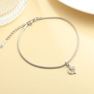 AZ 26 pradinis pakabukas sidabro spalvos nerūdijančio plieno apvalios gyvatės grandinėlės kulkšnių atramos mados vasaros paplūdimio moteriškų papuošalų didmeninė prekyba