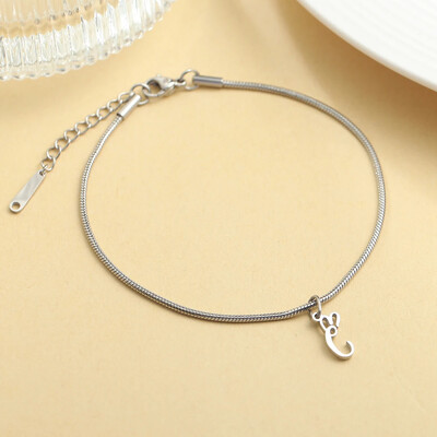 AZ 26 pradinis pakabukas sidabro spalvos nerūdijančio plieno apvalios gyvatės grandinėlės kulkšnių atramos mados vasaros paplūdimio moteriškų papuošalų didmeninė prekyba