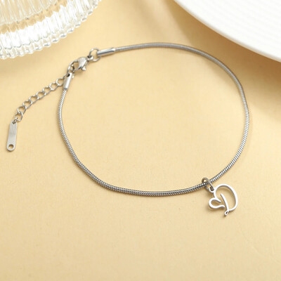 AZ 26 pradinis pakabukas sidabro spalvos nerūdijančio plieno apvalios gyvatės grandinėlės kulkšnių atramos mados vasaros paplūdimio moteriškų papuošalų didmeninė prekyba