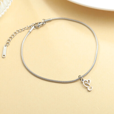 AZ 26 pradinis pakabukas sidabro spalvos nerūdijančio plieno apvalios gyvatės grandinėlės kulkšnių atramos mados vasaros paplūdimio moteriškų papuošalų didmeninė prekyba