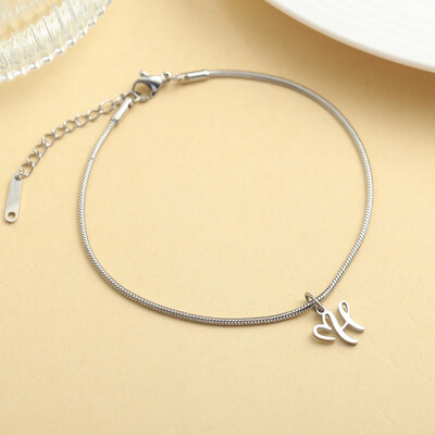 AZ 26 pradinis pakabukas sidabro spalvos nerūdijančio plieno apvalios gyvatės grandinėlės kulkšnių atramos mados vasaros paplūdimio moteriškų papuošalų didmeninė prekyba