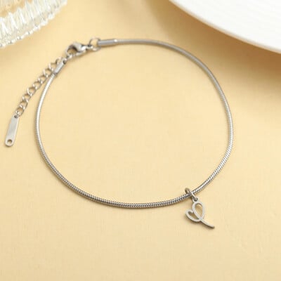 AZ 26 pradinis pakabukas sidabro spalvos nerūdijančio plieno apvalios gyvatės grandinėlės kulkšnių atramos mados vasaros paplūdimio moteriškų papuošalų didmeninė prekyba