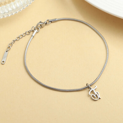 AZ 26 pradinis pakabukas sidabro spalvos nerūdijančio plieno apvalios gyvatės grandinėlės kulkšnių atramos mados vasaros paplūdimio moteriškų papuošalų didmeninė prekyba