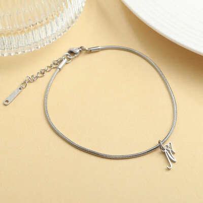 AZ 26 pradinis pakabukas sidabro spalvos nerūdijančio plieno apvalios gyvatės grandinėlės kulkšnių atramos mados vasaros paplūdimio moteriškų papuošalų didmeninė prekyba