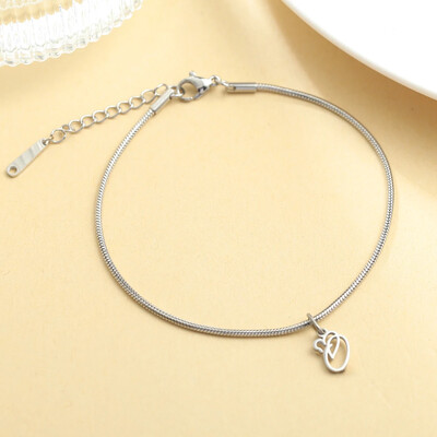 AZ 26 pradinis pakabukas sidabro spalvos nerūdijančio plieno apvalios gyvatės grandinėlės kulkšnių atramos mados vasaros paplūdimio moteriškų papuošalų didmeninė prekyba