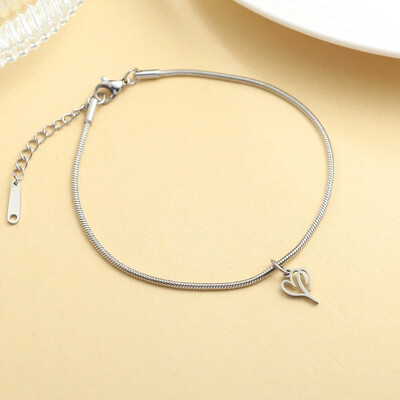 AZ 26 pradinis pakabukas sidabro spalvos nerūdijančio plieno apvalios gyvatės grandinėlės kulkšnių atramos mados vasaros paplūdimio moteriškų papuošalų didmeninė prekyba