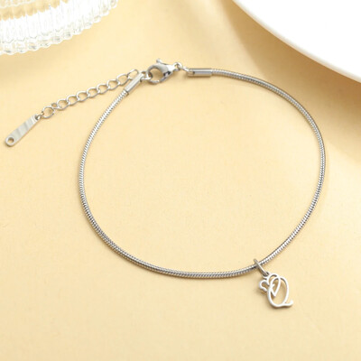 AZ 26 pradinis pakabukas sidabro spalvos nerūdijančio plieno apvalios gyvatės grandinėlės kulkšnių atramos mados vasaros paplūdimio moteriškų papuošalų didmeninė prekyba