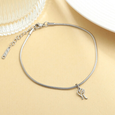 AZ 26 pradinis pakabukas sidabro spalvos nerūdijančio plieno apvalios gyvatės grandinėlės kulkšnių atramos mados vasaros paplūdimio moteriškų papuošalų didmeninė prekyba