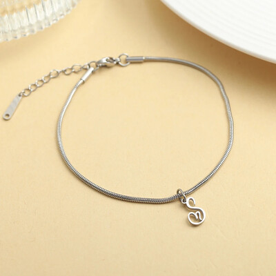 AZ 26 pradinis pakabukas sidabro spalvos nerūdijančio plieno apvalios gyvatės grandinėlės kulkšnių atramos mados vasaros paplūdimio moteriškų papuošalų didmeninė prekyba