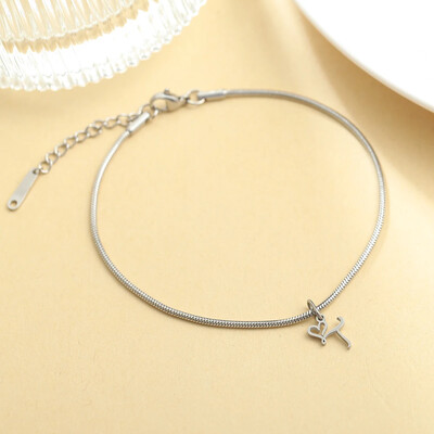 AZ 26 pradinis pakabukas sidabro spalvos nerūdijančio plieno apvalios gyvatės grandinėlės kulkšnių atramos mados vasaros paplūdimio moteriškų papuošalų didmeninė prekyba