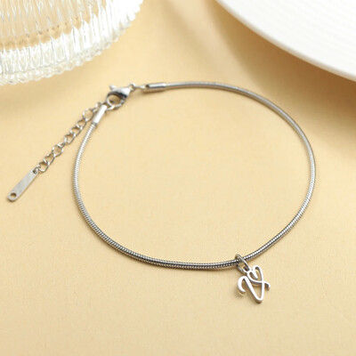 AZ 26 pradinis pakabukas sidabro spalvos nerūdijančio plieno apvalios gyvatės grandinėlės kulkšnių atramos mados vasaros paplūdimio moteriškų papuošalų didmeninė prekyba