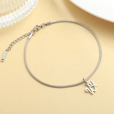 AZ 26 pradinis pakabukas sidabro spalvos nerūdijančio plieno apvalios gyvatės grandinėlės kulkšnių atramos mados vasaros paplūdimio moteriškų papuošalų didmeninė prekyba