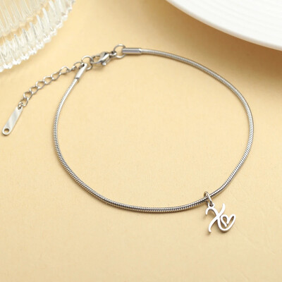 AZ 26 pradinis pakabukas sidabro spalvos nerūdijančio plieno apvalios gyvatės grandinėlės kulkšnių atramos mados vasaros paplūdimio moteriškų papuošalų didmeninė prekyba