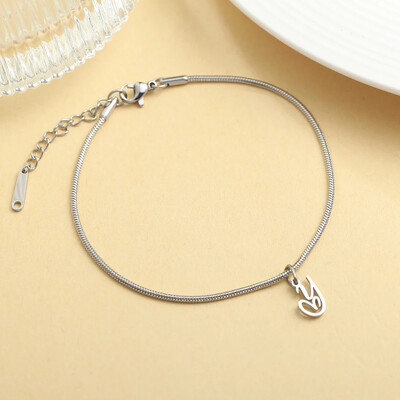 AZ 26 pradinis pakabukas sidabro spalvos nerūdijančio plieno apvalios gyvatės grandinėlės kulkšnių atramos mados vasaros paplūdimio moteriškų papuošalų didmeninė prekyba