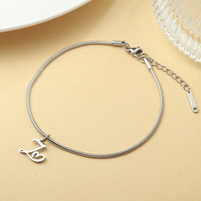 AZ 26 pradinis pakabukas sidabro spalvos nerūdijančio plieno apvalios gyvatės grandinėlės kulkšnių atramos mados vasaros paplūdimio moteriškų papuošalų didmeninė prekyba