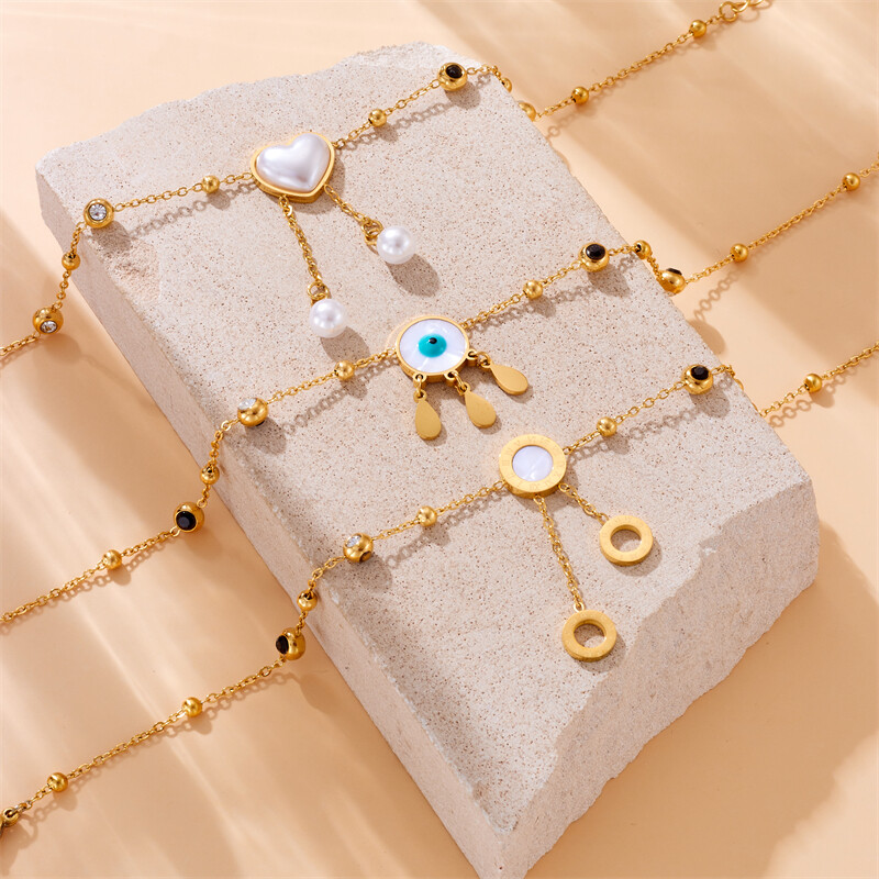 MEYRROYU 316L nerūdijančio plieno apskrito laiko skalė aukso spalvos kulkšnies mada Prabangi cirkonio pėdų grandinėlė vandeniui atspari papuošalų dovana