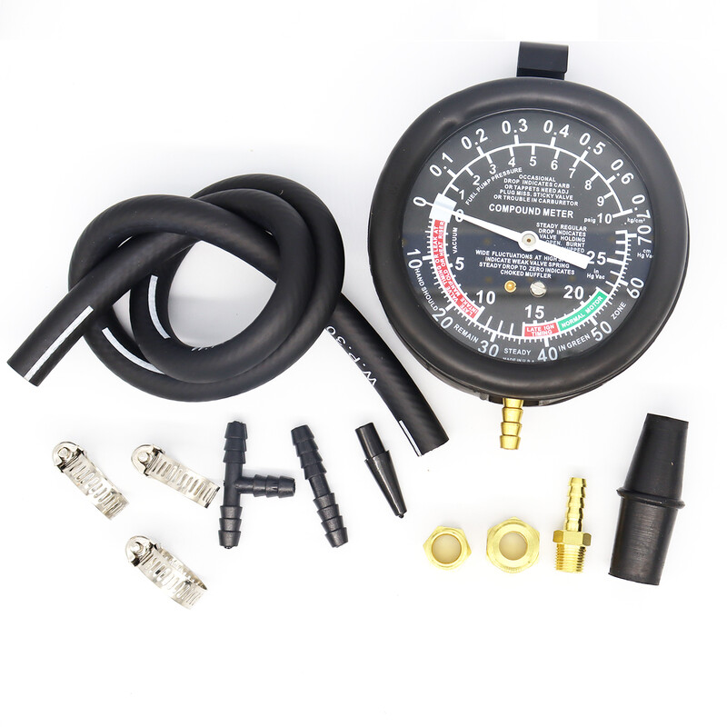 Automašīnas vakuuma un degvielas sūkņa testera mērinstrumentu komplekts — degvielas sūkņa spiediens un vakuums, karburatora ieplūdes kolektors un vakuuma pārbaude