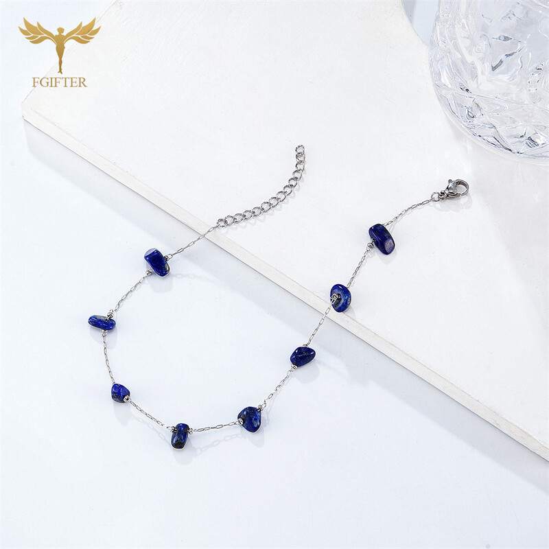 Vasaros paplūdimio papuošalai nerūdijančio plieno kulkšnies natūralaus akmens karoliukai pėdų apyrankės moterims pėdų priedai Bohomia kulkšnies grandinėlė