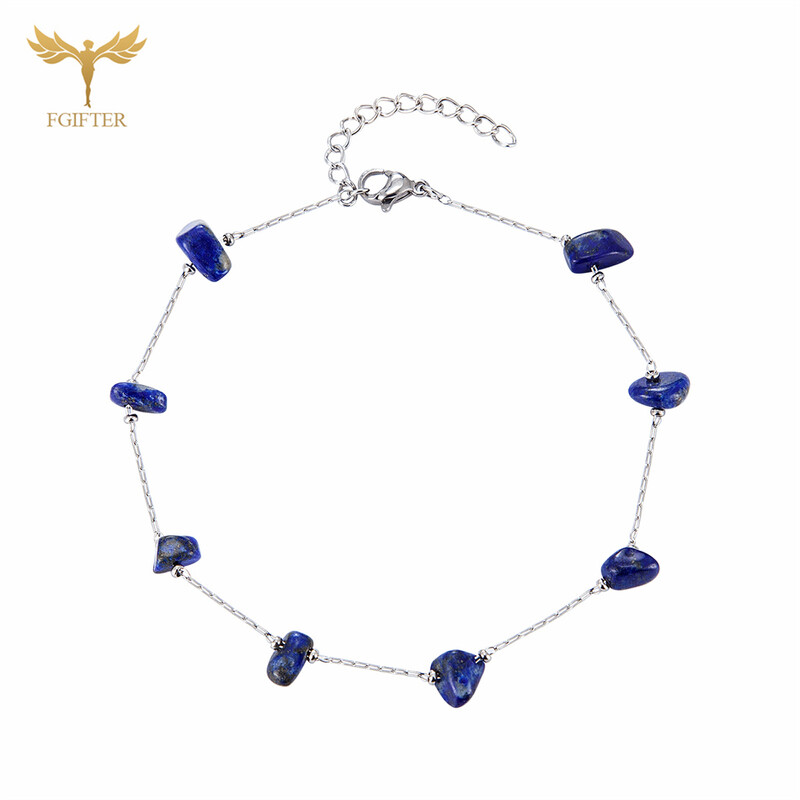 Vasaros paplūdimio papuošalai nerūdijančio plieno kulkšnies natūralaus akmens karoliukai pėdų apyrankės moterims pėdų priedai Bohomia kulkšnies grandinėlė