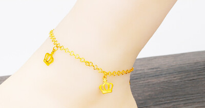 18K paauksuota žavinga kulkšnies apyrankė moterims mergaičių širdims laumžirgis karūnėlė obuolių grandinėlė kulkšnies apyrankė korėjietiškos mados aukso papuošalai, dovana