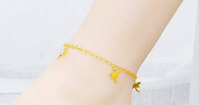 18K paauksuota žavinga kulkšnies apyrankė moterims mergaičių širdims laumžirgis karūnėlė obuolių grandinėlė kulkšnies apyrankė korėjietiškos mados aukso papuošalai, dovana