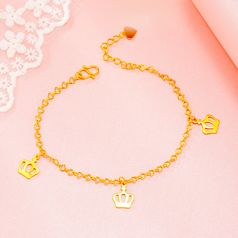 18K paauksuota žavinga kulkšnies apyrankė moterims mergaičių širdims laumžirgis karūnėlė obuolių grandinėlė kulkšnies apyrankė korėjietiškos mados aukso papuošalai, dovana