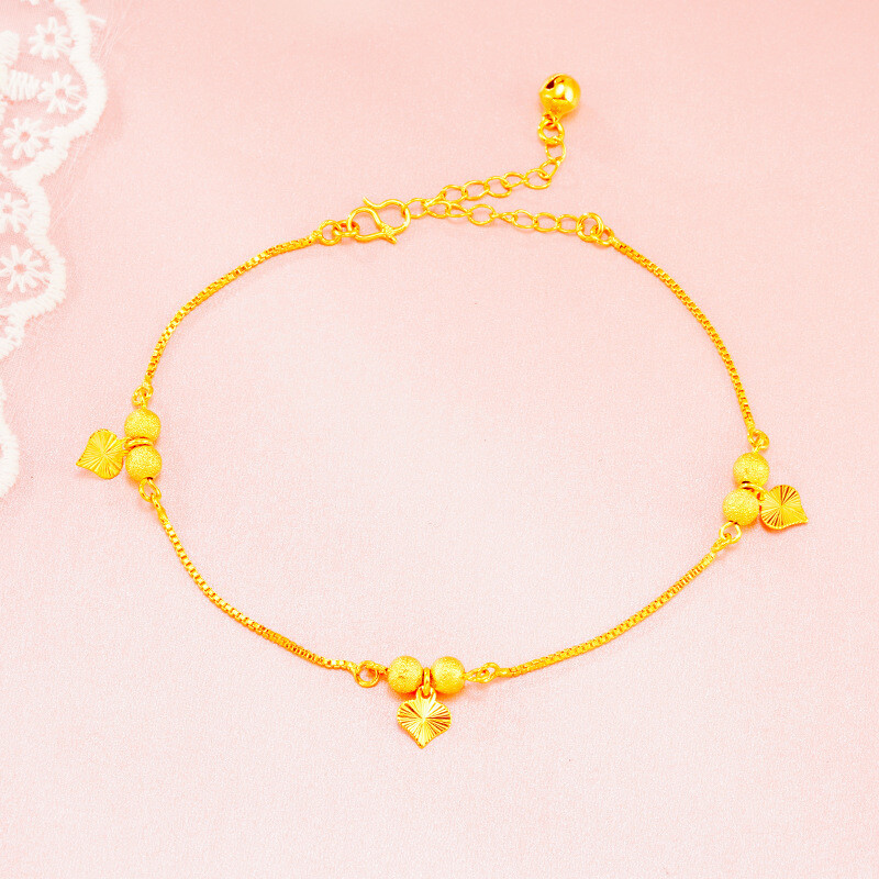 18K paauksuota žavinga kulkšnies apyrankė moterims mergaičių širdims laumžirgis karūnėlė obuolių grandinėlė kulkšnies apyrankė korėjietiškos mados aukso papuošalai, dovana