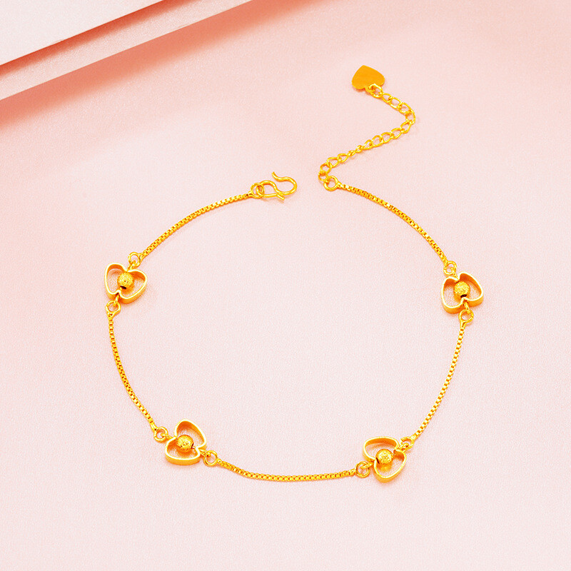 18K paauksuota žavinga kulkšnies apyrankė moterims mergaičių širdims laumžirgis karūnėlė obuolių grandinėlė kulkšnies apyrankė korėjietiškos mados aukso papuošalai, dovana