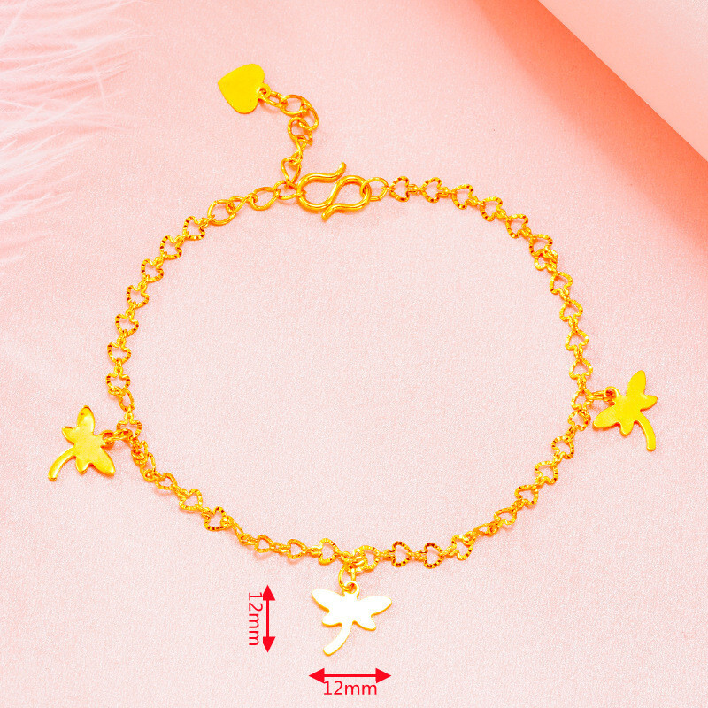 18K paauksuota žavinga kulkšnies apyrankė moterims mergaičių širdims laumžirgis karūnėlė obuolių grandinėlė kulkšnies apyrankė korėjietiškos mados aukso papuošalai, dovana