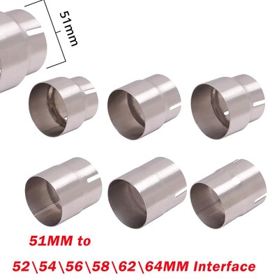 51 mm līdz 52 54 56 58 62 64 mm izplūdes adapteri Universālie motocikla trokšņa slāpētāja caurules savienotājs nerūsējošā tērauda pārveidošana