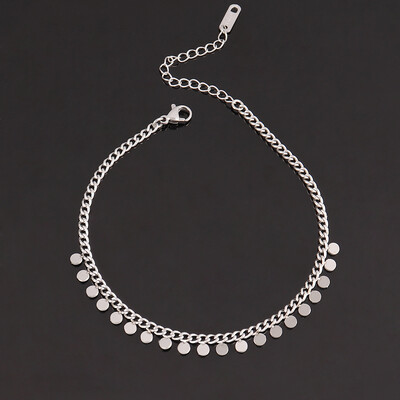 Lančić od nehrđajućeg čelika 316L za žene Okrugla zvijezda Srce s resicama Privjesak Narukvica za gležanj na nozi Stopalo Ljetni nakit za plažu Poklon