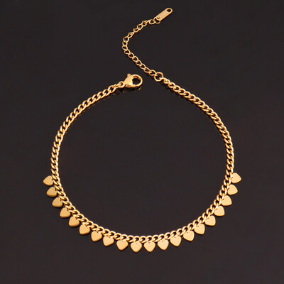 Lančić od nehrđajućeg čelika 316L za žene Okrugla zvijezda Srce s resicama Privjesak Narukvica za gležanj na nozi Stopalo Ljetni nakit za plažu Poklon