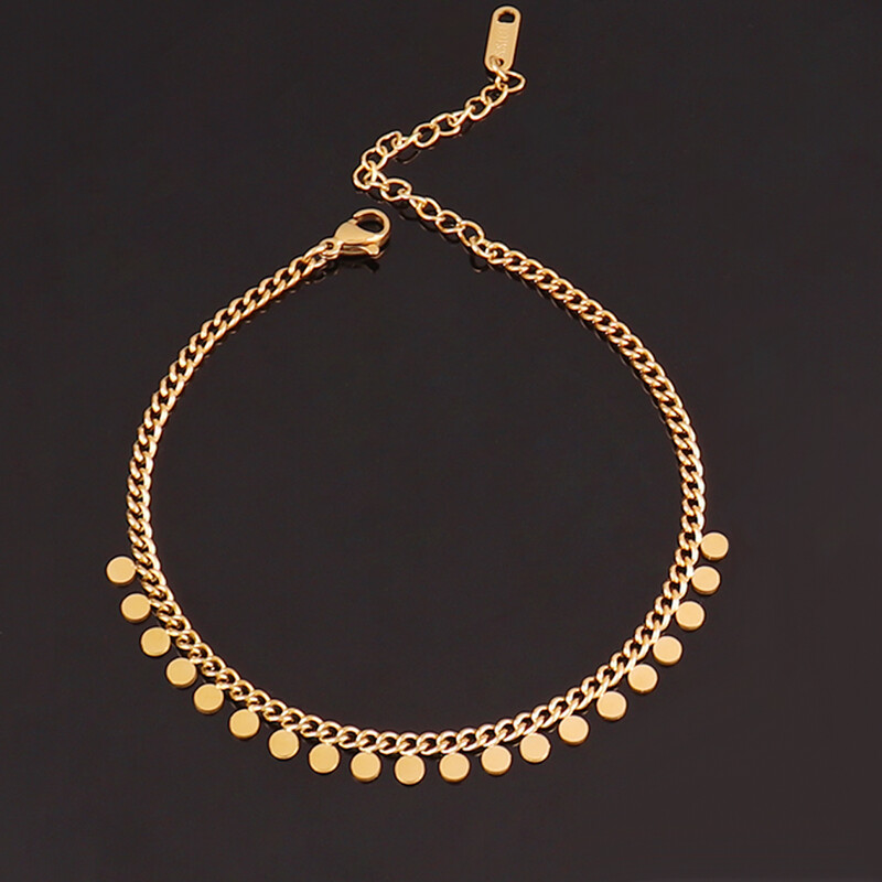 Lančić od nehrđajućeg čelika 316L za žene Okrugla zvijezda Srce s resicama Privjesak Narukvica za gležanj na nozi Stopalo Ljetni nakit za plažu Poklon