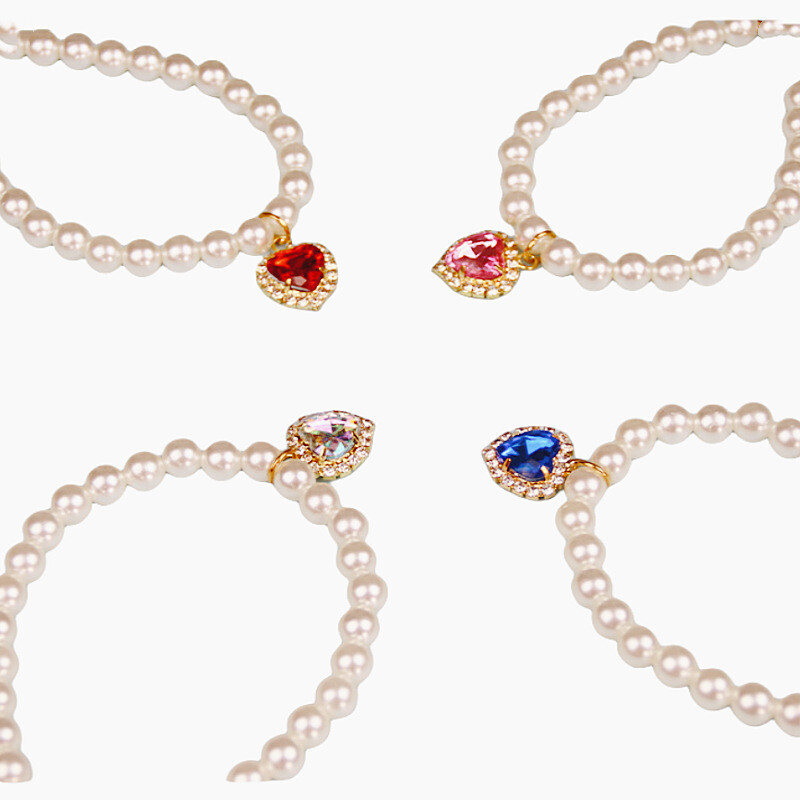 Mieli mados reikmenys naminiams gyvūnėliams Kačių priedai Kaklo papuošalai Perlų krištolo naminių gyvūnėlių antkaklis Perlų karoliukais su kieto kristalo pakabukas naminių gyvūnėlių gaminiai