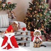 Mājdzīvnieku Ziemassvētku kostīms Pončo apmetnis Ziemassvētku elementi Mājdzīvnieka apmetnis Ziemassvētku vecīša apmetnis Vairāki izmēri Suņa kostīms Kucēna apmetnis Svētku