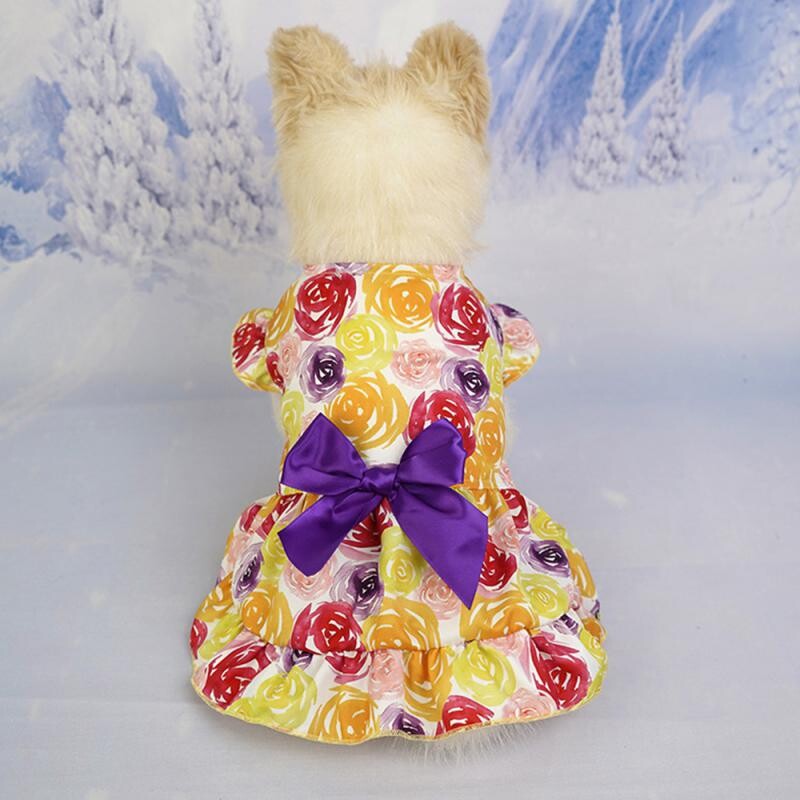 Rūbai iš rožių Patogus audinys Madingi mieli šunų drabužiai mažiems šunims Lankas Drabužiai Mieli naminių gyvūnėlių drabužiai Naminių gyvūnėlių vasarinė suknelė augintinė