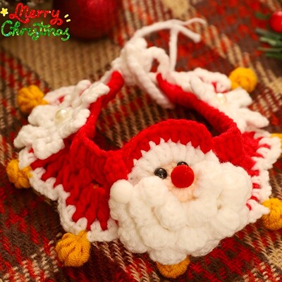 Nauja miela kačių kalėdinė megzta juosta su antkrūtiniu apykaklė Rankų darbo nerta antkrūtiniu šuo Mažo šuns katės šventinė puošmena apykaklės papuošalai