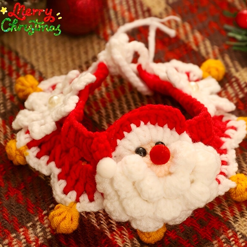 Nauja miela kačių kalėdinė megzta juosta su antkrūtiniu apykaklė Rankų darbo nerta antkrūtiniu šuo Mažo šuns katės šventinė puošmena apykaklės papuošalai